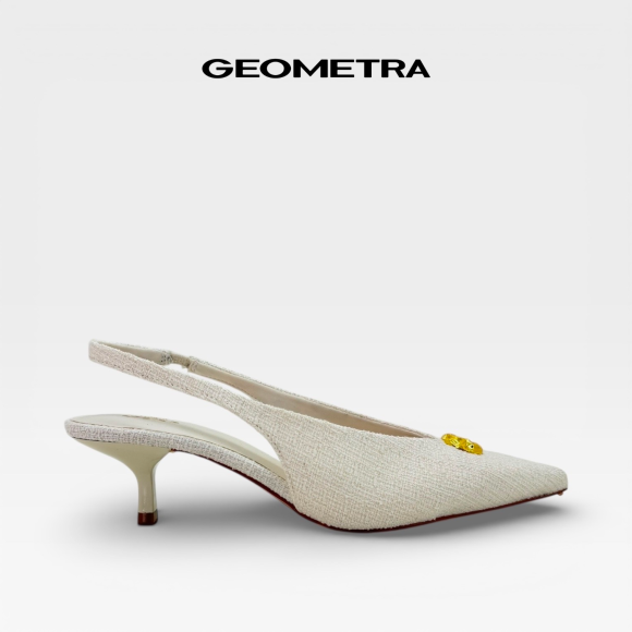 Slingback cao gót bít mũi hở gót Champagne Opal WSB0525 - GEOMETRA