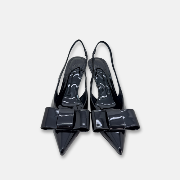 Giày cao gót bít mũi hở gót nơ Ivory Grace