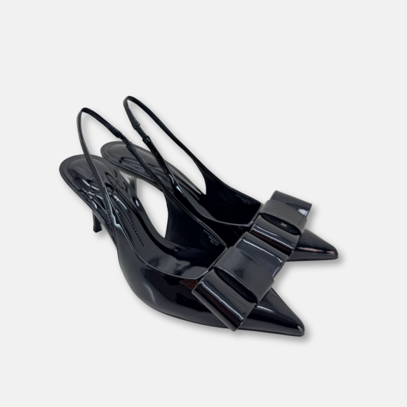 Giày cao gót bít mũi hở gót Burgundy Muse