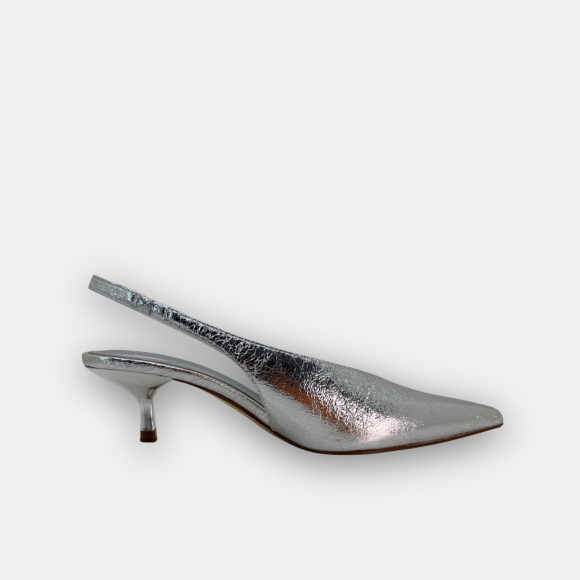 Giày cao gót bít mũi hở gót da nứt Rift - Đen