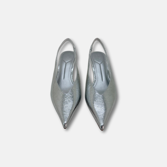 Giày cao gót bít mũi hở gót da nứt Rift - Đen