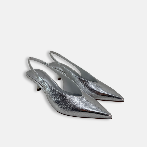 Giày cao gót bít mũi hở gót da nứt Rift