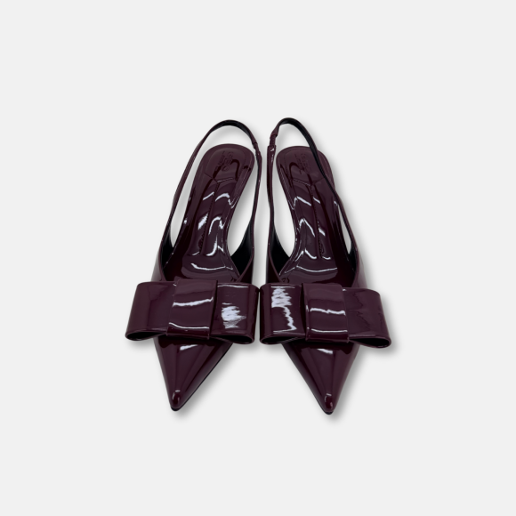 Giày cao gót bít mũi hở gót Burgundy Muse