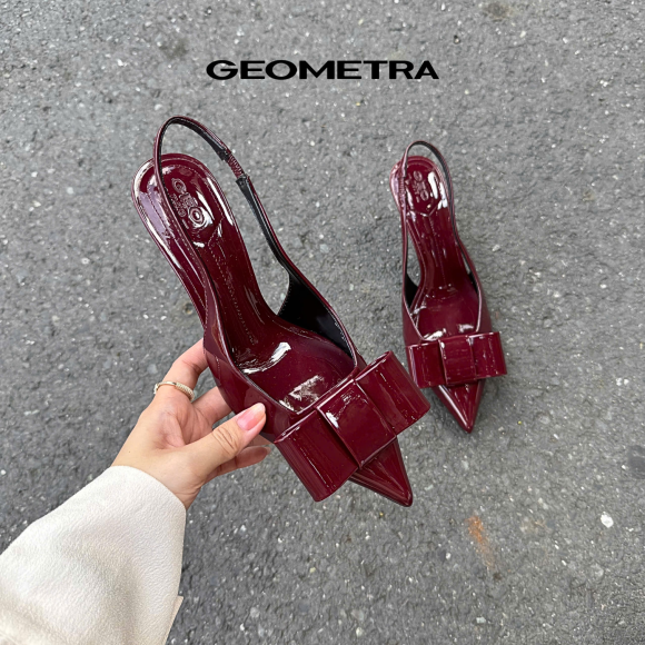 Giày Slingback Nơ Burgundy Muse - 14WSB0825