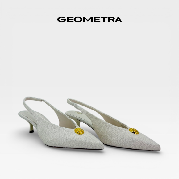 Slingback cao gót bít mũi hở gót Champagne Opal WSB0525 - GEOMETRA